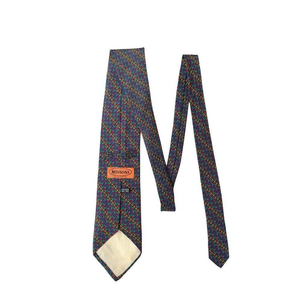 Missoni Cravatte VTG Silk Tie Mens Geometric Abstract Multicolor Italy